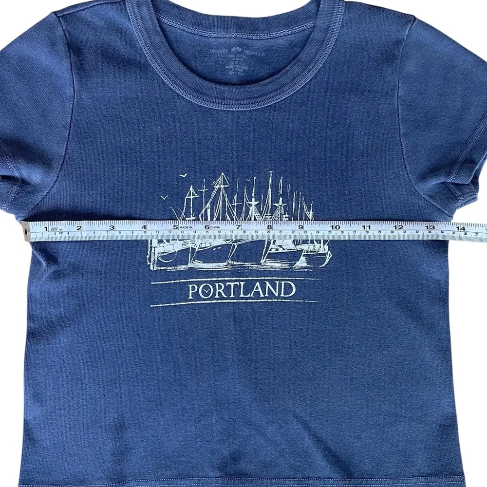 💖 5 for $25 💖 Brandy Melville Blue Gray Graphic Cotton Top– One Size (Fits XS/S) - Picture 5 of 7